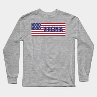 Virginia State in American Flag Long Sleeve T-Shirt
